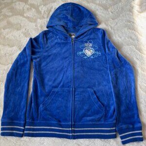 Children's Place Blue Princess Rock Velour Zip-Up Hoodie Girls Size L 10/12